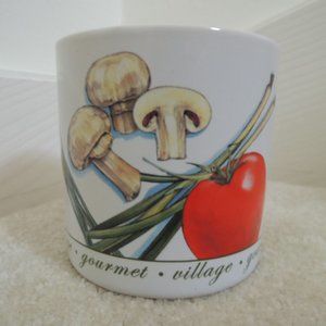 Gourmet Village Ceramic Kitchen Utensil Holder Dip/Soup Bowl Veggie Theme Mug